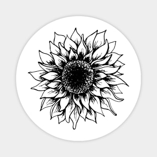 Black and White Sunflower | Artwork by Julia Healy Magnet